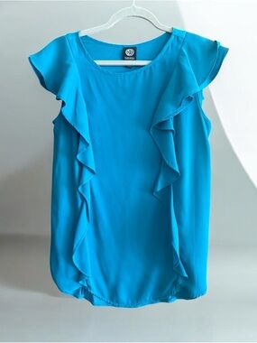 Bobeau Teal Sleeveless Ruffle Top – Size M